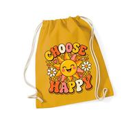 Hippowarehouse Mental Health Awareness Day Choose Happy Cute Sunshine Positivity Message Drawstring Cotton School Gym Bag 37cm x 46cm, 12 litres