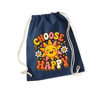 Hippowarehouse Mental Health Awareness Day Choose Happy Cute Sunshine Positivity Message Drawstring Cotton School Gym Bag 37cm x 46cm, 12 litres
