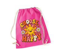 Hippowarehouse Mental Health Awareness Day Choose Happy Cute Sunshine Positivity Message Drawstring Cotton School Gym Bag 37cm x 46cm, 12 litres