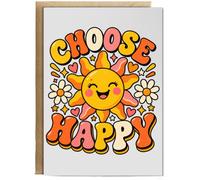 Hippowarehouse Mental Health Awareness Day Choose Happy Cute Sunshine Positivity Message Personalised Card A6 with envelope for him for her Funny Cards for Men and Women Blank inside option