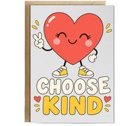 Hippowarehouse Mental Health Awareness Day Choose Kind Cute Heart Positivity and Kindess Message Personalised Card A6 with envelope for him for her Funny Cards for Men and Women Blank inside option