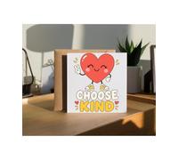 Hippowarehouse Mental Health Awareness Day Choose Kind Cute Heart Positivity and Kindess Message Personalised Card. 15cm x 15cm with envelope for him for her Funny Cards for Men and Women Blank inside