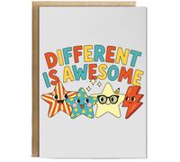 Hippowarehouse Mental Health Awareness Day Different is Awesome Diversity Kindness Message Personalised Card A6 with envelope for him for her Funny Cards for Men and Women Blank inside option