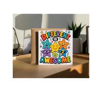 Hippowarehouse Mental Health Awareness Day Different is Awesome Positivity and Kindness Personalised Card. 15cm x 15cm with envelope for him for her Funny Cards for Men and Women Blank inside option