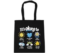 Hippowarehouse Mental Health Day Its Ok to Have a Bad Day Positive Message Doodles Tote Shopping Gym Beach Bag 42cm x38cm, 10 litres
