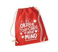 Hippowarehouse Mental Health Day Its Ok to Take Care of Your Mind Drawstring Cotton School Gym Bag 37cm x 46cm, 12 litres