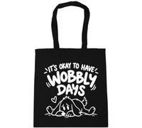 Hippowarehouse Mental Health Day Wobbly Days are Ok with Emotional Support Puppy Tote Shopping Gym Beach Bag 42cm x38cm, 10 litres