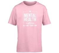Hippowarehouse Mental Health Matters All Day Every Day Kids Children's Short Sleeve t-Shirt Pink