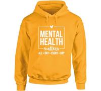 Hippowarehouse mental health matters all day every day unisex Hoodie hooded top Medium adult Mustard