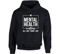 Hippowarehouse mental health matters all day every day unisex Hoodie hooded top Small adult Black