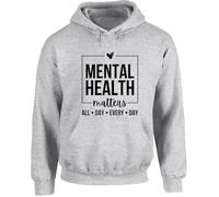 Hippowarehouse mental health matters all day every day unisex Hoodie hooded top XXL adult Grey