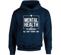 Hippowarehouse mental health matters all day every day unisex Hoodie hooded top XXL adult Navy Blue