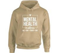 Hippowarehouse mental health matters all day every day unisex Hoodie hooded top XXL adult Sand
