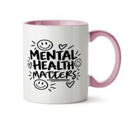 Hippowarehouse Mental Health Matters Positive Smiley Doodle World for Boys Wellbeing Printed Mug Various Colour Options Ceramic Cup Kitchenware 11oz