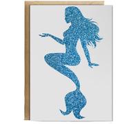 Hippowarehouse Mermaid - Glitter Birthday Card A5 Personalised with envelope for him for her Funny Cards for Men and Women Blank inside option
