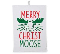 Hippowarehouse Merry Christ-moose Tea Towel Eco Printed Dish Cloth Kitchen accessory 50cmx70cm 100% Cotton