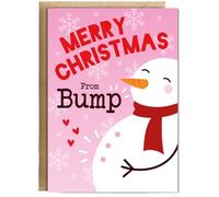Hippowarehouse Merry Christmas Card From Bump Christmas Pregnancy Expecting a Baby Personalised Card A5 with envelope for him for her Funny Cards for Men and Women Blank inside option