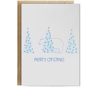 Hippowarehouse Merry Christmas Cute Polar Bear Hiding Behind Pine Trees Personalised Card A6 with envelope for him for her Funny Cards for Men and Women Blank inside option