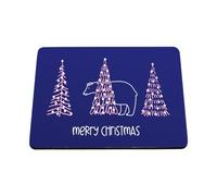 Hippowarehouse Merry Christmas Cute Polar Bear Hiding Behind Pine Trees printed mouse mat pad accessory black rubber base 240mm x 190mm x 60mm