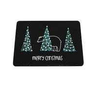 Hippowarehouse Merry Christmas Cute Polar Bear Hiding Behind Pine Trees printed mouse mat pad accessory black rubber base 240mm x 190mm x 60mm
