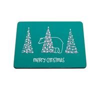 Hippowarehouse Merry Christmas Cute Polar Bear Hiding Behind Pine Trees printed mouse mat pad accessory black rubber base 240mm x 190mm x 60mm