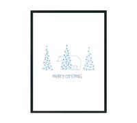 Hippowarehouse Merry Christmas Cute Polar Bear Hiding Behind Pine Trees Printed Poster A3 Wall Art Design Classroom Room Gym Office Décor