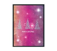 Hippowarehouse Merry Christmas Cute Polar Bear Hiding Behind Pine Trees Printed Poster A3 Wall Art Design Classroom Room Gym Office Décor