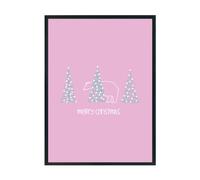 Hippowarehouse Merry Christmas Cute Polar Bear Hiding Behind Pine Trees Printed Poster A3 Wall Art Design Classroom Room Gym Office Décor