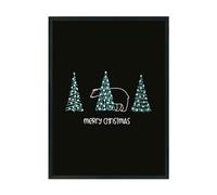 Hippowarehouse Merry Christmas Cute Polar Bear Hiding Behind Pine Trees Printed Poster A3 Wall Art Design Classroom Room Gym Office Décor