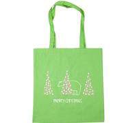 Hippowarehouse Merry Christmas Cute Polar Bear Hiding Behind Pine Trees Tote Shopping Gym Beach Bag 42cm x38cm, 10 litres