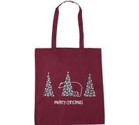 Hippowarehouse Merry Christmas Cute Polar Bear Hiding Behind Pine Trees Tote Shopping Gym Beach Bag 42cm x38cm, 10 litres