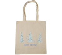 Hippowarehouse Merry Christmas Cute Polar Bear Hiding Behind Pine Trees Tote Shopping Gym Beach Bag 42cm x38cm, 10 litres