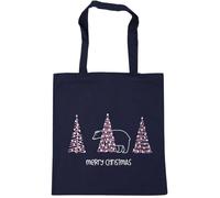 Hippowarehouse Merry Christmas Cute Polar Bear Hiding Behind Pine Trees Tote Shopping Gym Beach Bag 42cm x38cm, 10 litres