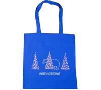Hippowarehouse Merry Christmas Cute Polar Bear Hiding Behind Pine Trees Tote Shopping Gym Beach Bag 42cm x38cm, 10 litres