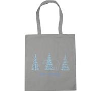 Hippowarehouse Merry Christmas Cute Polar Bear Hiding Behind Pine Trees Tote Shopping Gym Beach Bag 42cm x38cm, 10 litres