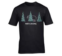 Hippowarehouse Merry Christmas Cute Polar Bear Hiding Behind Pine Trees Unisex Short Sleeve t-Shirt Large Adult Black