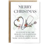 Hippowarehouse merry christmas to our healthcare heros stethoscope Personalised Card A5 with envelope for him for her Funny Cards for Men and Women Blank inside option