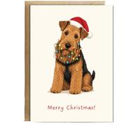 Hippowarehouse Merry Christmas Welsh Terrier lights Card - A5 with envelope for him for her Funny Cards for Men and Women