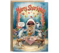 Hippowarehouse Merry Sharkmas I can't believe he's done it again basking shark Card - A6 with envelope for him for her Funny Cards for Men and Women