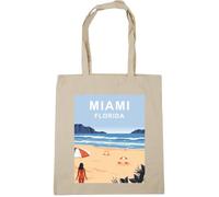 Hippowarehouse Miami beach Florida Tote Shopping Gym Beach Bag 42cm x38cm, 10 litres