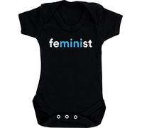 Hippowarehouse Mini Feminist Baby Vest Bodysuit (Short Sleeve) Boys Girls Black