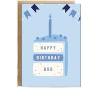 Hippowarehouse minimalistic male blue Happy Birthday Bro Personalised Card A5 with envelope for him for her Funny Cards for Men and Women Blank inside option