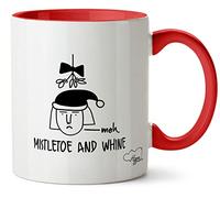 Hippowarehouse Mistletoe and Whine - Christmas Wine Printed Mug Various Colour Options Ceramic Cup Kitchenware 11oz