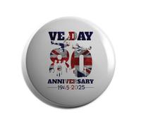 Hippowarehouse Monochrome VE Day Badge Various Sizes 38mm 50mm 75mm