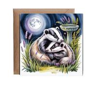 Hippowarehouse Moonlight Badgers Personalised Card. 15cm x 15cm with envelope for him for her Funny Cards for Men and Women Blank inside option