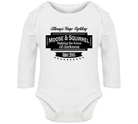Hippowarehouse Moose & Squirrel Family Business Since 2005 Baby Vest Bodysuit (Long Sleeve) Boys Girls White