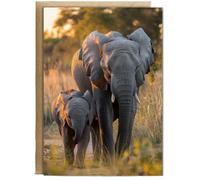 Hippowarehouse Mother elephant and her baby Birthday Card A5 Personalised with envelope for him for her Funny Cards for Men and Women Blank inside option