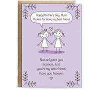 Hippowarehouse Mothers Day Card Mum Thanks for Being My Best Friend Birthday Card A5 Personalised with envelope for him for her Funny Cards for Men and Women Blank inside option