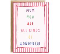 Hippowarehouse Mothers day mum you are all kinds of wonderful Personalised Card A6 with envelope for him for her Funny Cards for Men and Women Blank inside option