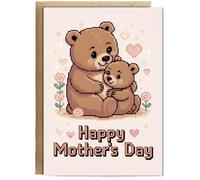 Hippowarehouse Mothers day pix brown bears Personalised Card A6 with envelope for him for her Funny Cards for Men and Women Blank inside option